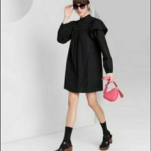 COTTAGECORE HIGH NECK LONG SLEEVE POPLIN DRESS